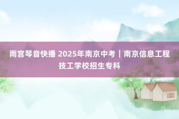 雨宫琴音快播 2025年南京中考｜南京信息工程技工学校招生专科