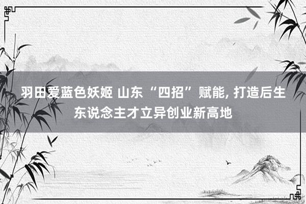 羽田爱蓝色妖姬 山东 “四招” 赋能, 打造后生东说念主才立异创业新高地