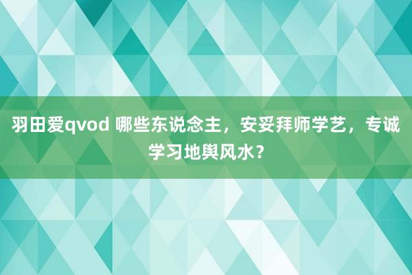 羽田爱qvod 哪些东说念主，安妥拜师学艺，专诚学习地舆风水？